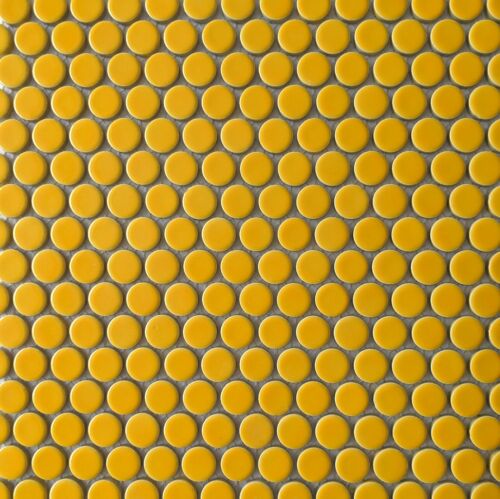 Yellow Penny Round Mosaic Wall Floor Tile - Afbeelding 1 van 3