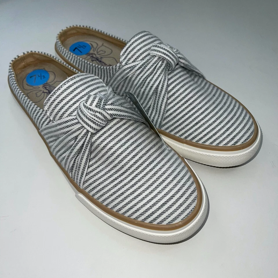 Margaritaville Mujer Zapatos Azul Rayas Costeras Sin Cordones Nudo Mula Tenis Planos Foto 2 de 4