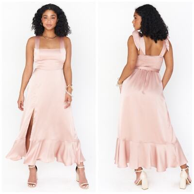 SHOW ME YOUR MUMU Claire Midi Dress In Rose Gold Luxe Satin