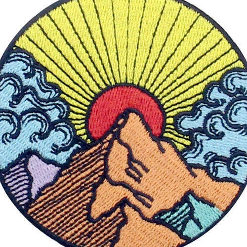 Embroidered Patches Iron Sew On transfers Badges appliques Sunrise  wave 697R - Image 2 of 4