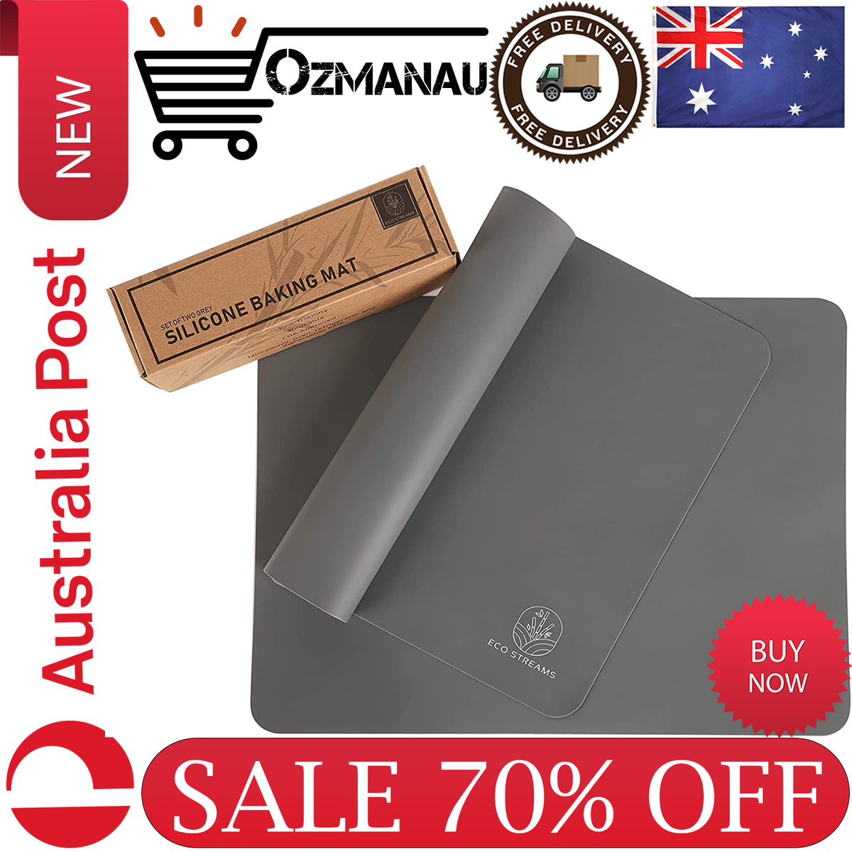 Reusable Silicone Baking Mat Set of Grey BPA Free FDA Approved