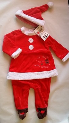 Neuf Pyjama Rouge Velours Noel Bonnet Bebe Fille 6 Mois Ebay