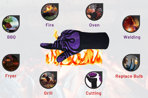 1 PAIR Extreme Heat Resistant Gloves BBQ Grilling Cooking Oven Glove Mitts 1472℉ - Picture 6 of 27