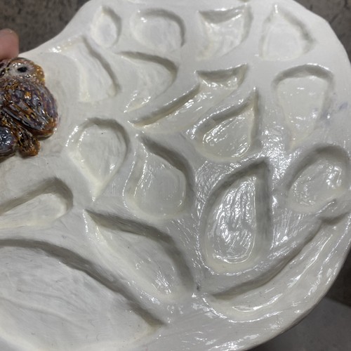 Tavolozza Artisti FATTA A MANO con Gufo Design Artigianale Ceramica Uccellino Regalo Unico - Foto 6 di 7