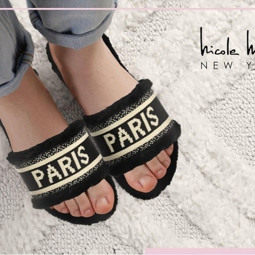 Nicole Miller Cozy Slippers Faux Fur Black Sz. 8.5 nib NEW - Picture 6 of 9