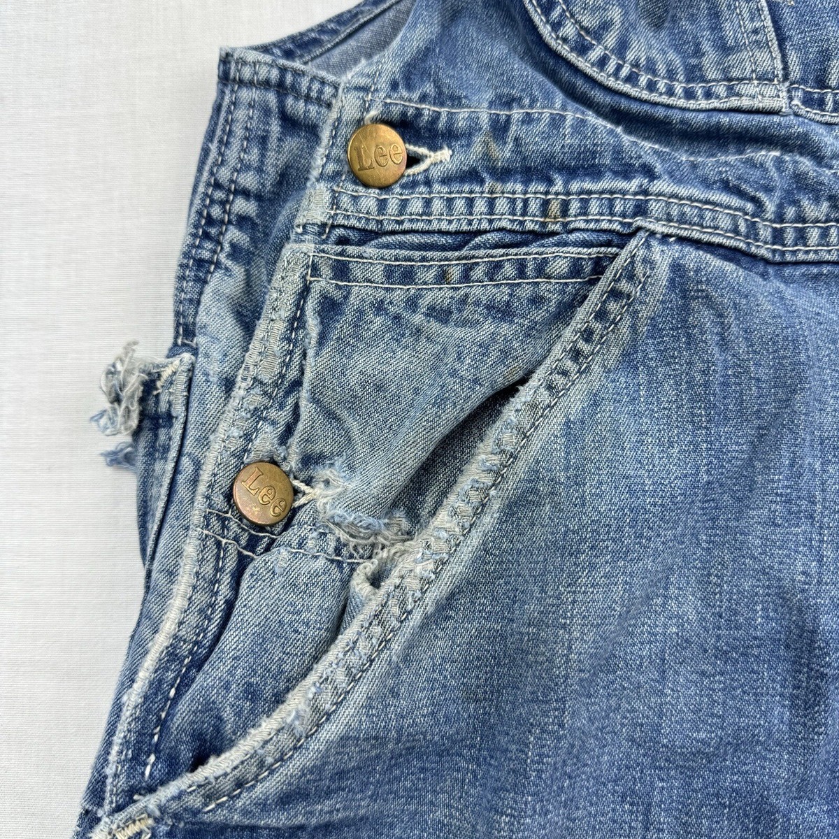 Vintage 1940s Lee Overalls Adult Large Blue Thrashed Jelt Vintage 1940s Lee Overalls Adult Large Blue Thrashed Jelt