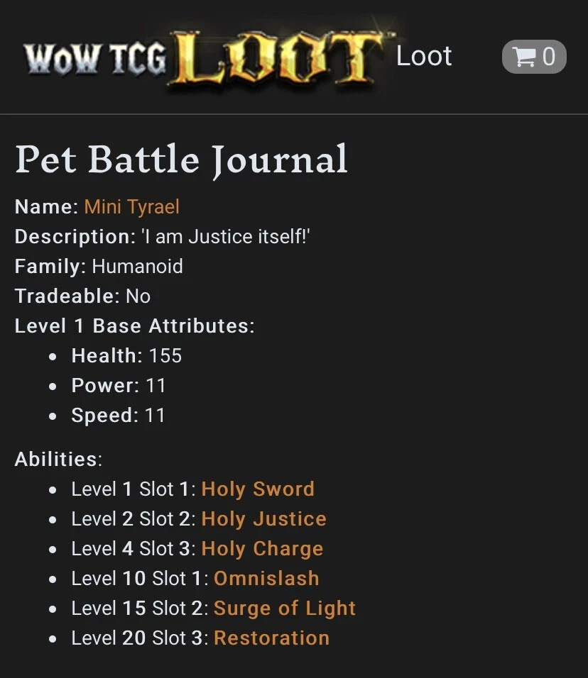 World of Warcraft PARIS BLIZZCON 2008 Mini Tyrael Hilt Pet Card Unscratch WWI - Imagem 3 de 4