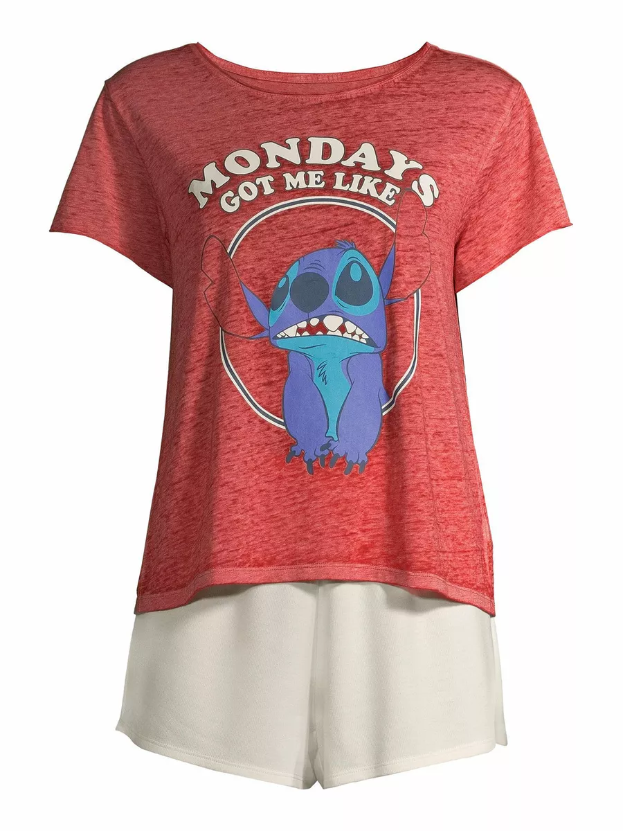 PIJAMA DE MUJER DISNEY STITCH DE 3 PIEZAS TALLA XS S M L XL 2X 3X NUEVO