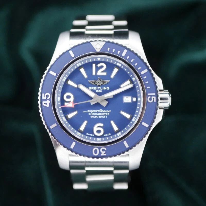 Breitling Superocean 44 Blue Dial Stainless Steel Bracelet A17367 