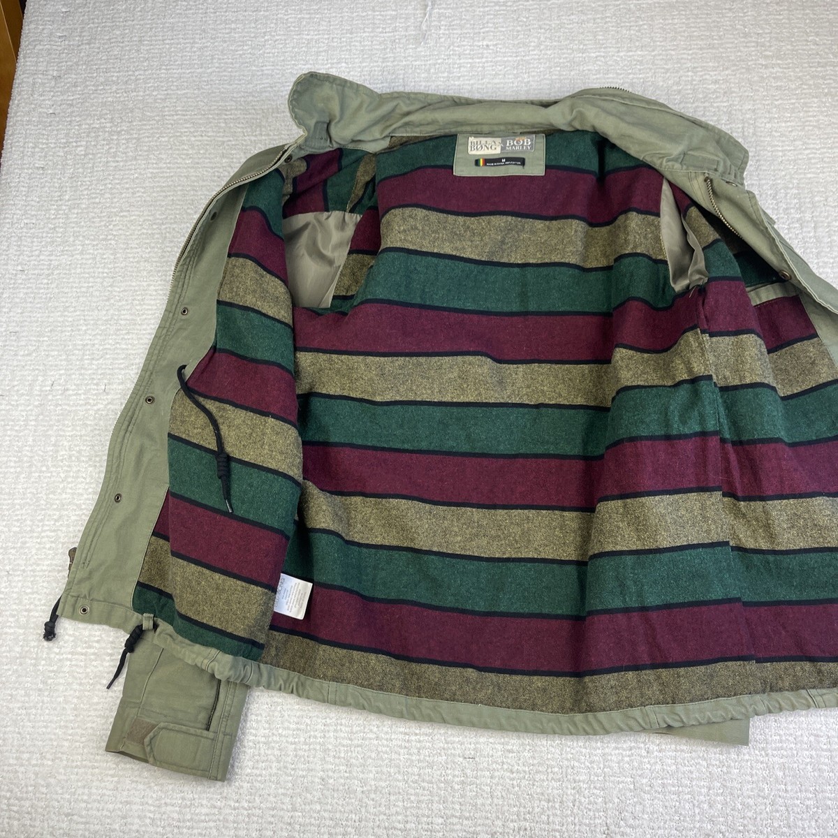 Rare Billabong x Bob Marley Mens M Green Military Style