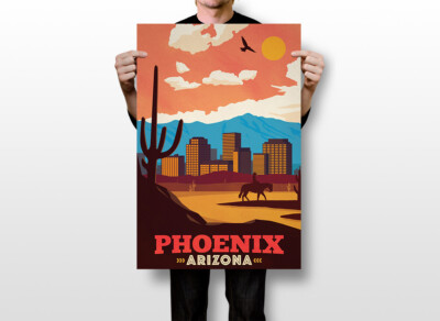 Phoenix Arizona Travel Artical Vintage Wall Art Home Decor
