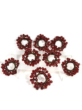 8 Garnet Red Acrylic Napkin Rings Beaded Cluster or Candle Ring?