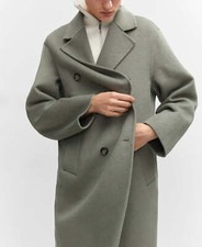 Mango Womens Handmade Oversized Wool Coat - Sage, Size Xs