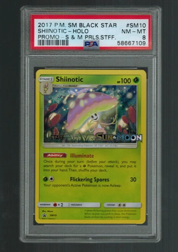 2017 Pokemon Shiinotic SM10 Staff Promo Prelease PSA 8