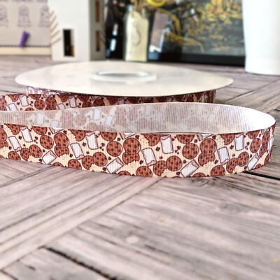 Choc Chip Kekse und Milch Ripsband - 16 mm / 5/8'' Breite