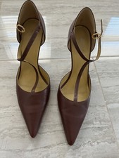 BCBG Paris Stilettos Pumps Pointed Toe Brown Leather .