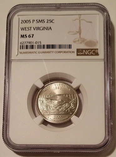 2005 P West Virginia State Quarter SMS MS67 NGC