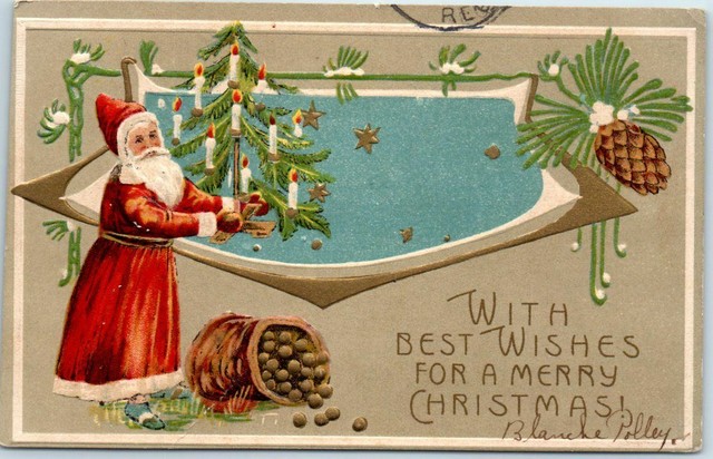 Santa Red Robe Christmas Tree Postcard For Sale Online Ebay