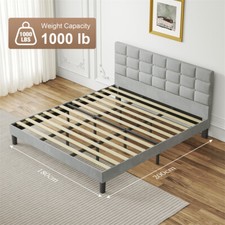 Image of Morden Velvet Bed Frame Upholstered Headboard Single Double Super King Size