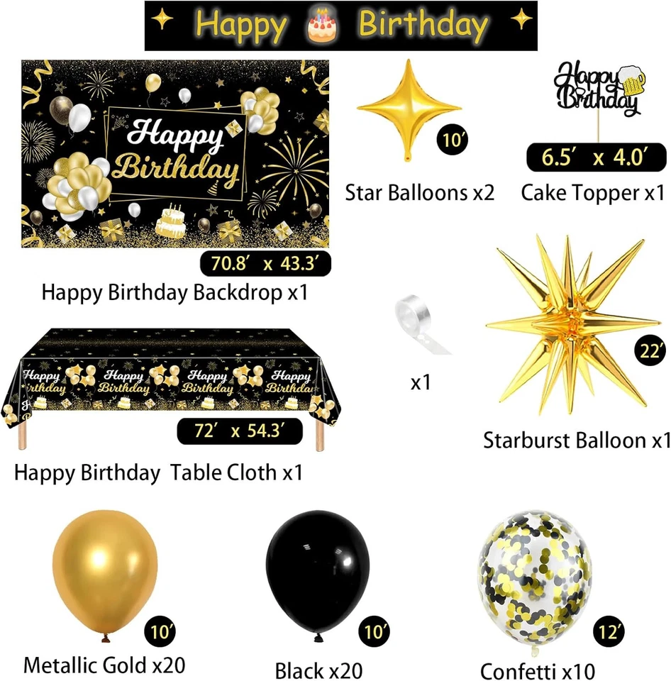 Globos Metalicos Dorados Cortinas Decoracion Para Cumpleaños De Hombre o mujer - Image 2 of 4