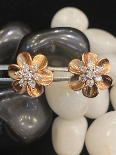 Stunning 0.59 Cts Round Brilliant Cut Diamonds Stud Earrings In 585 14Karat Gold - Picture 10 of 12