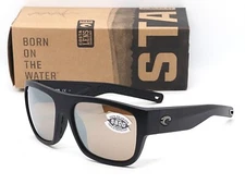 COSTA DEL MAR SAMPAN 580G SUNGLASSES Matte Black / Copper Silver Mirror GLASS