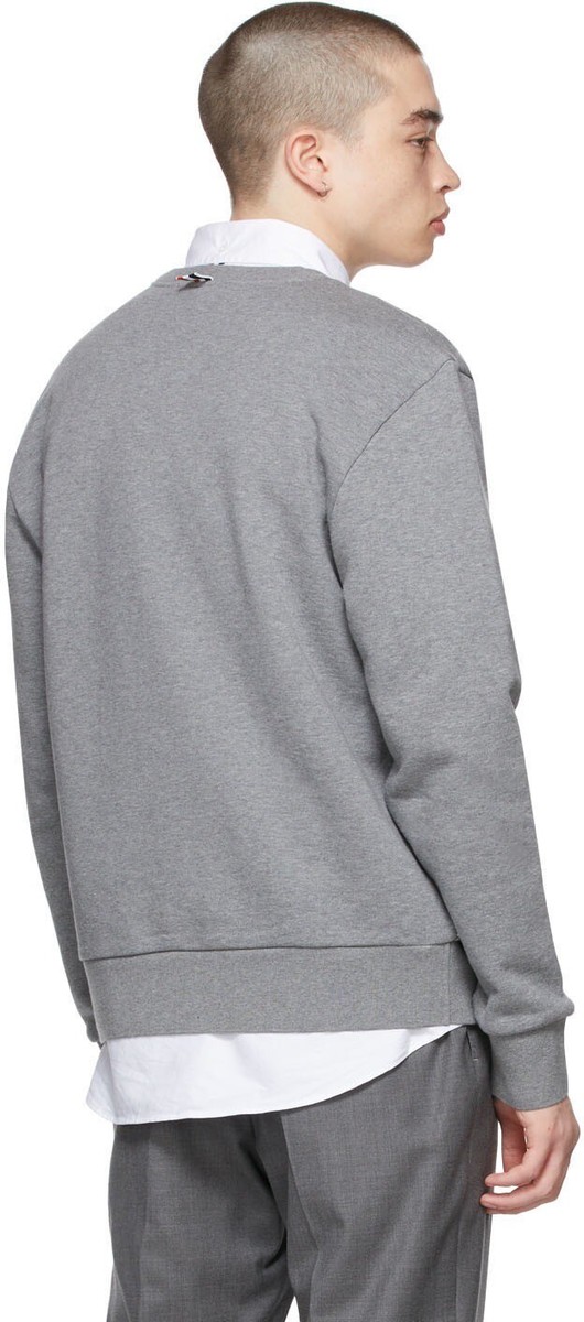 ◆THOM BROWNE◆20FW gray diagonal sweatshirt◆正規品 Thom Browne New York Men's Gray Sweater Size 4 Small Made in