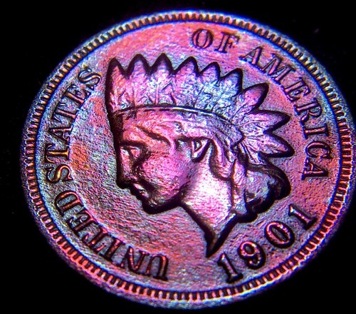 1901 / 1C / INDIAN HEAD PENNY MONSTER TONED/ GREAT SHAPE/ LIBERTY+ PLUS DIAMONDS - Picture 1 of 3