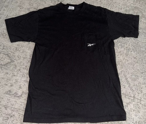 Vintage 90er Reebok Single Stitch Embroidered Logo T-Shirt Gr. M schwarz