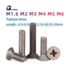 Titanium Phillips Machine Screws Countersunk Flat Head Bolts M1.6 M2 M3 M4 M5 M6