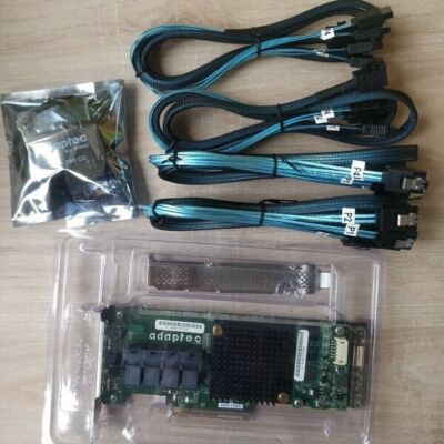 Adaptec ASR 71605 1GB 16Port PCIe Raid w/ Battery & 4x Cables SFF-8643 to SATA