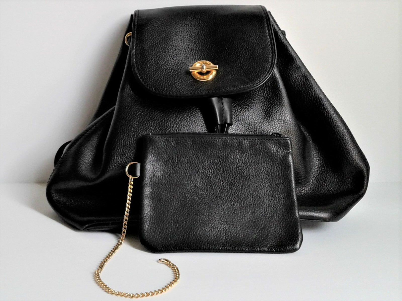 CELINE Backpack Drawstring Bag Leather Black Exce… - image 2