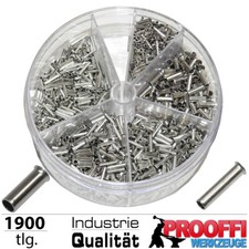 1900-tlg Aderendhülsen Sortiment Steckverbinder für Quetschzange  0.5 - 2.5 mm²