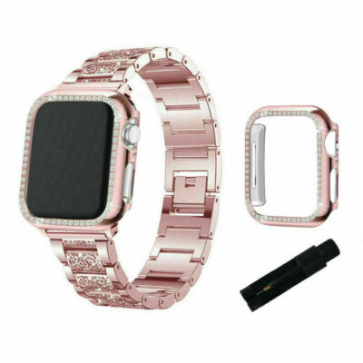 Apple Watch SE 7 6 5 4 3 38-45mm Stainless steel iWatch Band+Case Diamond Strap