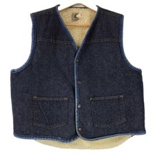Vintage Carhartt Denim Sherpa Vest Made In USA Dark Wash Men  s Large