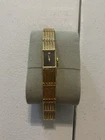 Vintage Seiko Watch Women 12mm Gold Dial Gold Tone Rectangle 2E20-5269
