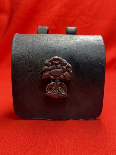 Civil War Era South Carolina Leather Cap Box with Palmetto Tree Badge