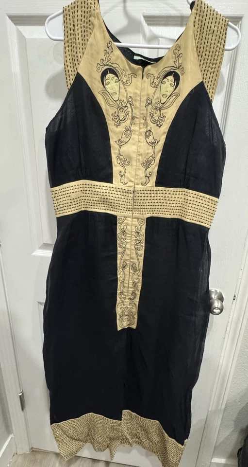 Vintage Nataya Face Embroidered Black Dress Size Xlg - Image 4 of 4