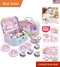 Durable Unicorn Tea Set with 15 Pieces in Case - Creative Play for Little Girls