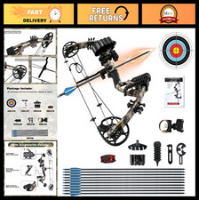 Beginner Compound Bow and Arrow Set, 15-45 lbs, 18"-29" Draw Length, 320 FPS