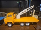 1970s Tonka Orange Gas Turbine Boom Crane Flatbed Truck in Original Condition.
