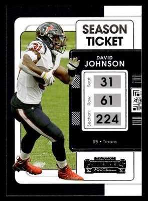 2021 Panini Contenders #40 David Johnson Season Ticket Near Mint