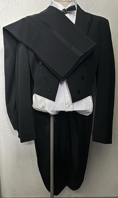 50er Jahre Zweiteiler Herren Schwarz Abendanzug Vintage EU 36-38 Small ''