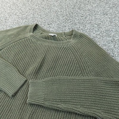 LL Bean Sweater Womens M Green Heavy Chunky Knit Pullover Crewneck Outdoor Hike