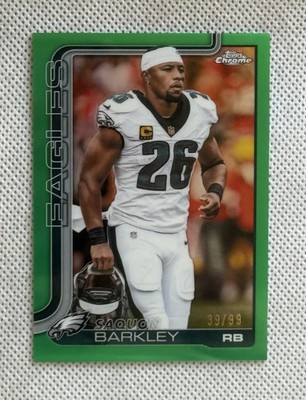 2025 Topps Chrome Saquon Barkley Variation True Green /99 Refractor #248 Eagles