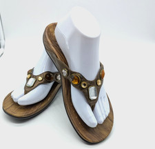 Vionic Orthaheel Sandals Earth Tone Sparkle Podiatrist Approved Comfort Size 8