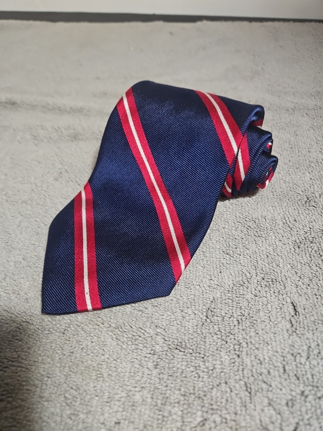 Lauren Ralph Lauren Tie Mens Blue Stripe Silk Repp Necktie Preppy Luxury Italy