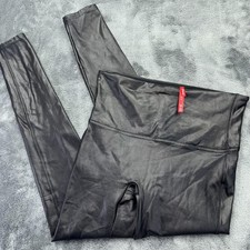 Spanx Leggings Womens Large Black Faux Leather High Rise Ankle Shaping Yoga