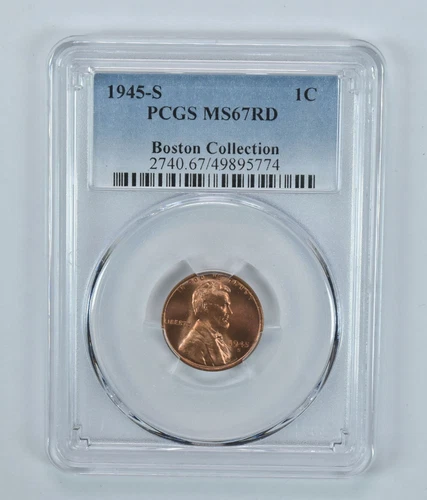 1945-S Lincoln Wheat Cent Boston Collection MS67 RD PCGS