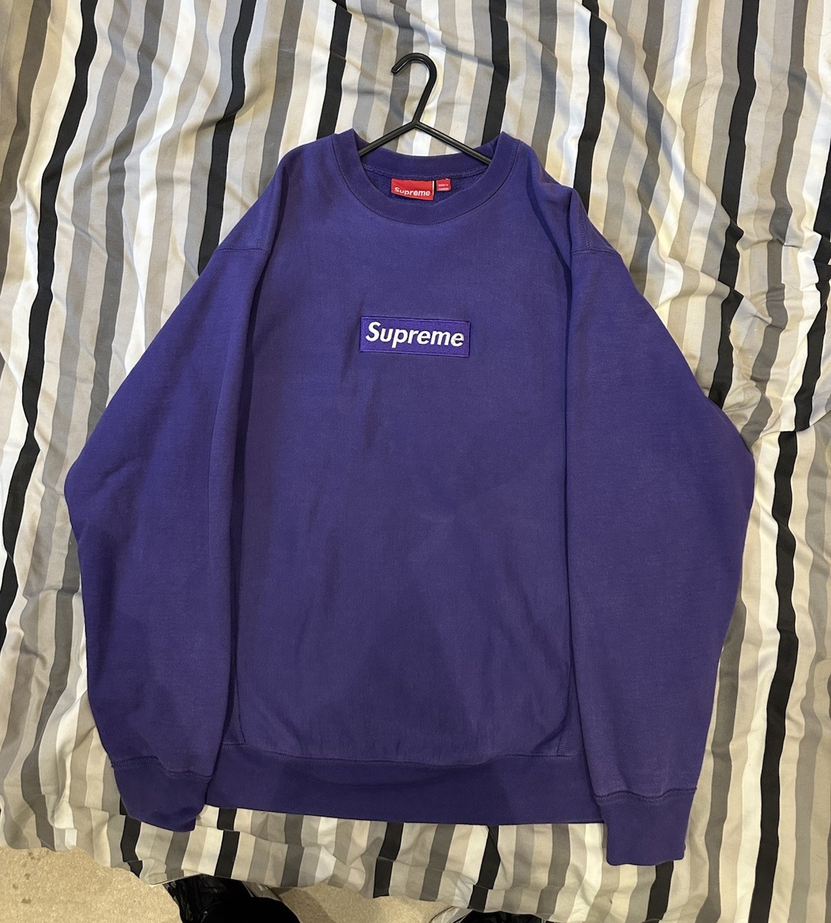 Supreme Purple on Purple Box Logo Crewneck Vintage 2006 XL 2